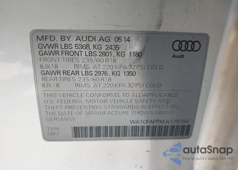 2014 Audi Q5 2.0T Premium из США, поврежденный, VIN WA1CFAFPXEA129154